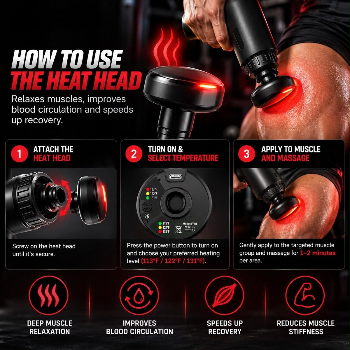 Heat massage gun